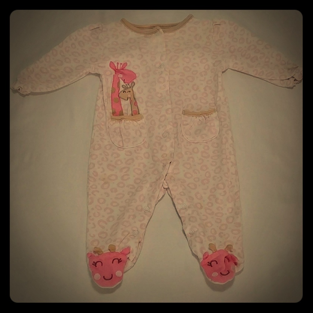 Carter's Child of Mine Pink Giraffe Sleeper 3-6m